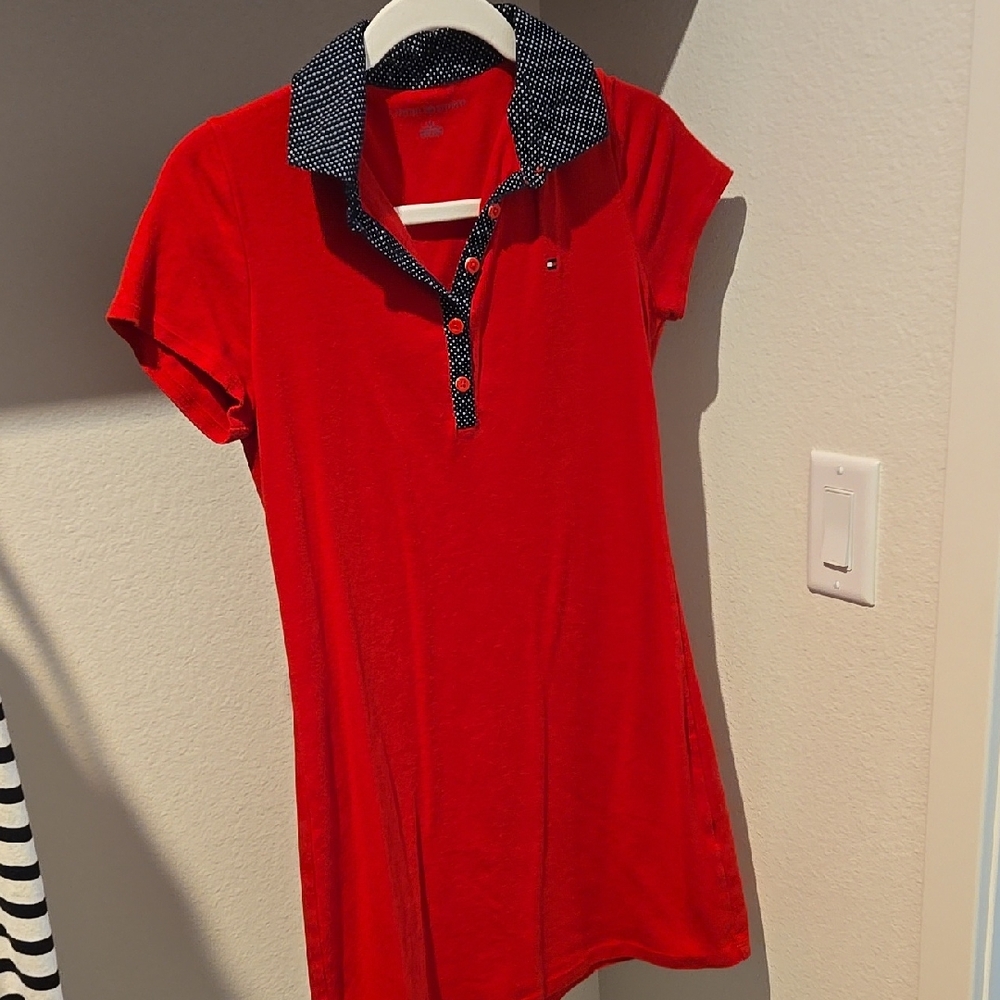 Tommy Hilfiger Red Polo Dress with Black Collar